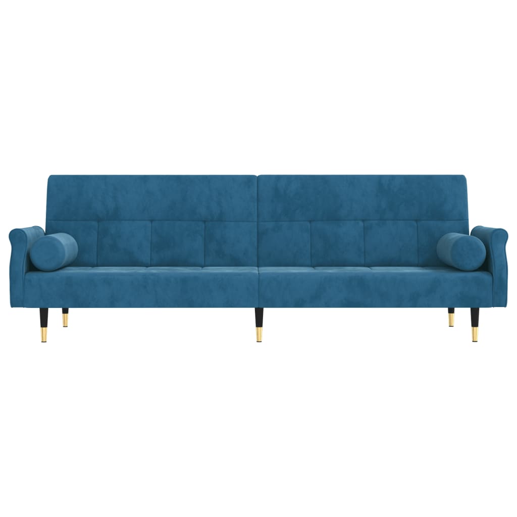 vidaXL Canapé-lit avec coussins bleu velours