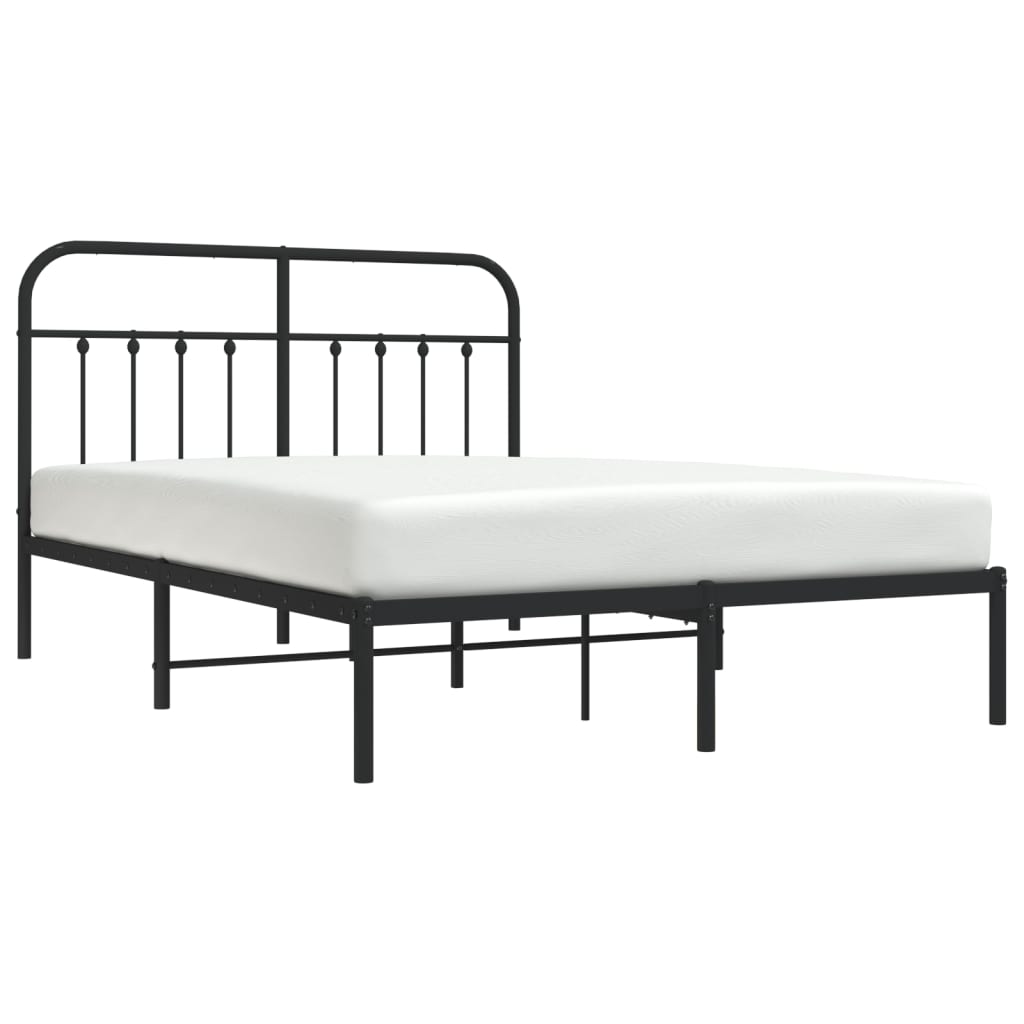 vidaXL Cadre de lit métal sans matelas avec tête de lit noir 140x190cm