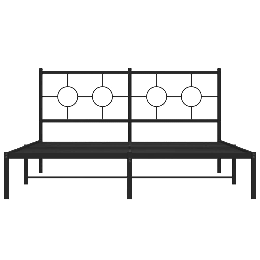 vidaXL Cadre de lit métal sans matelas avec tête de lit noir 150x200cm