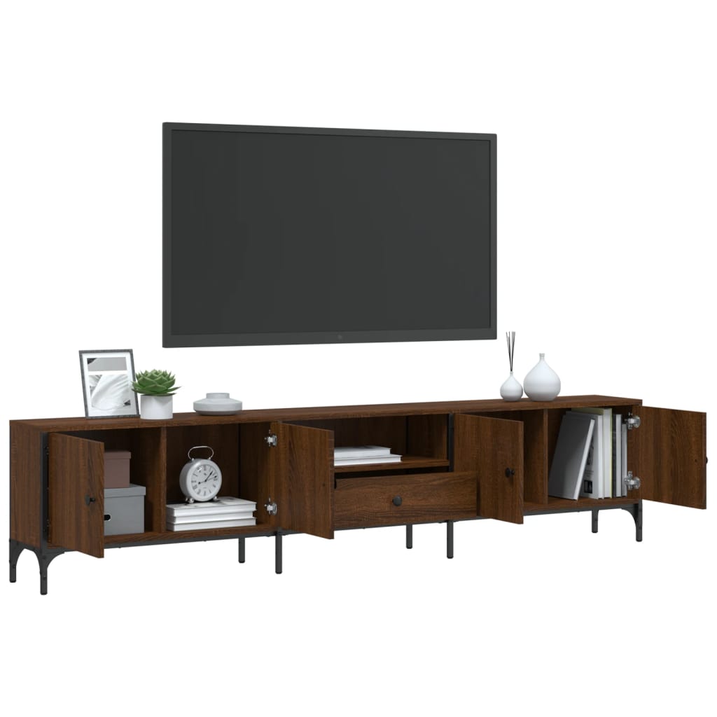 vidaXL Meuble TV à tiroir chêne brun 200x25x44 cm bois d'ingénierie