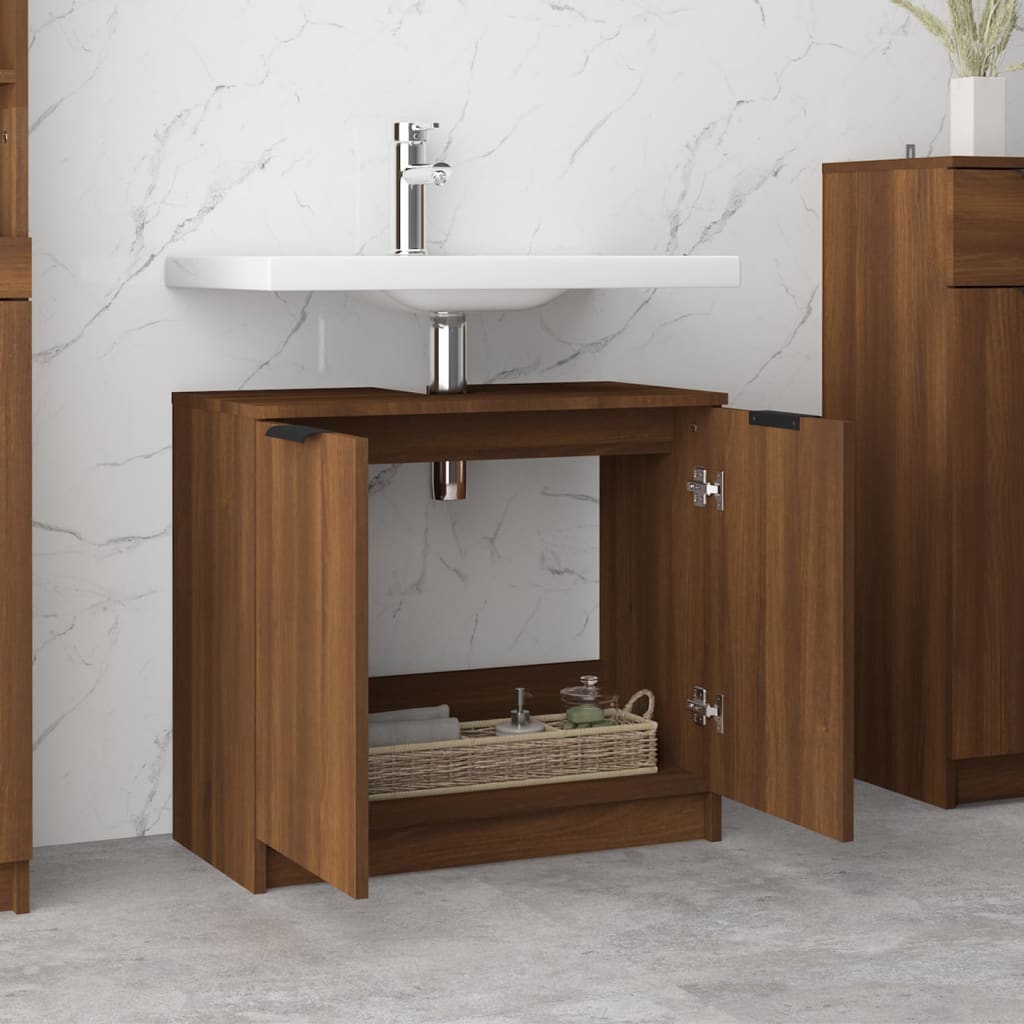 vidaXL Armoire de bain Chêne fumé 64,5x33,5x59 cm Bois d'ingénierie