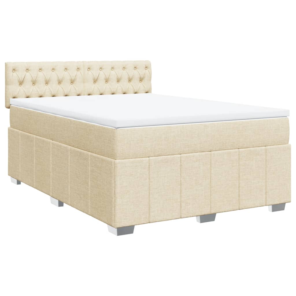 vidaXL Sommier à lattes de lit avec matelas Crème 140x190 cm Tissu