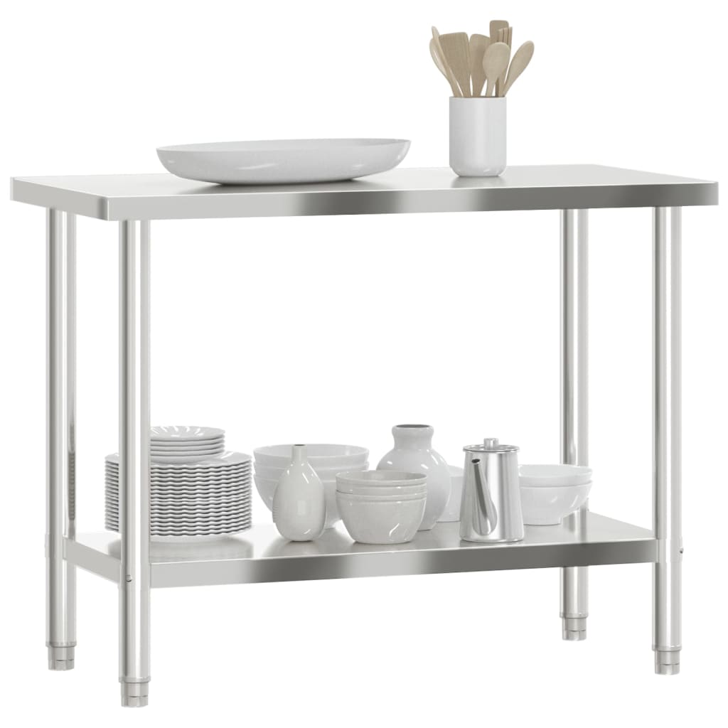 vidaXL Table de travail de cuisine 110x55x85 cm acier inoxydable