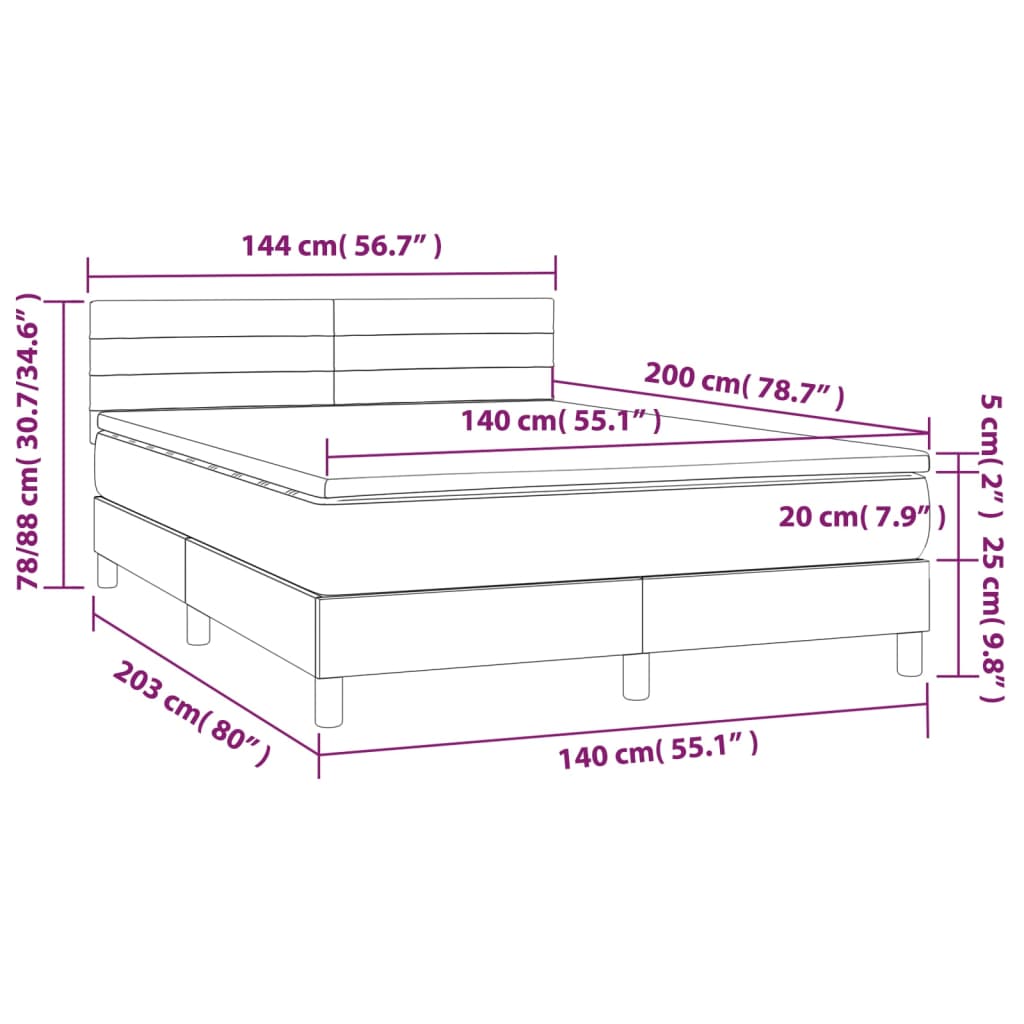 vidaXL Sommier à lattes de lit avec matelas Marron foncé 140x200 cm