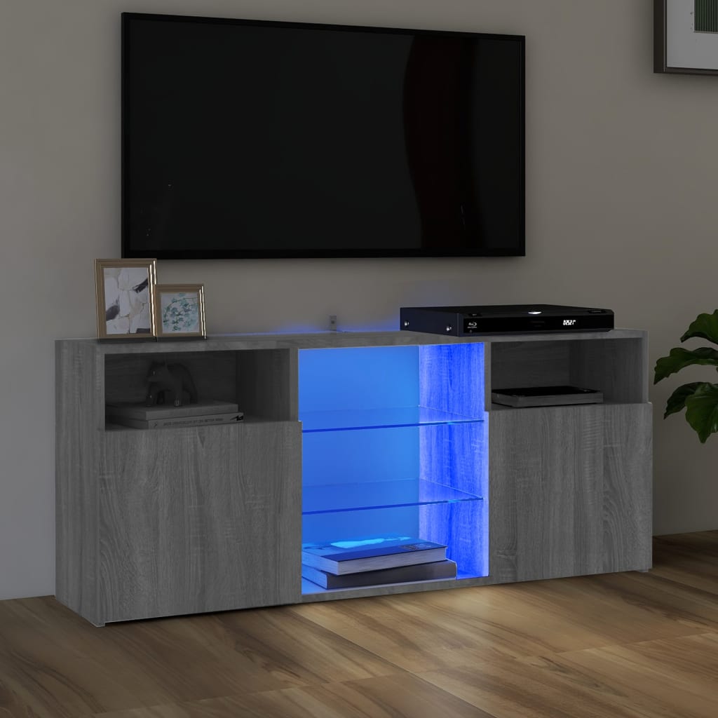 vidaXL Meuble TV avec lumières LED Sonoma gris 120x30x50 cm
