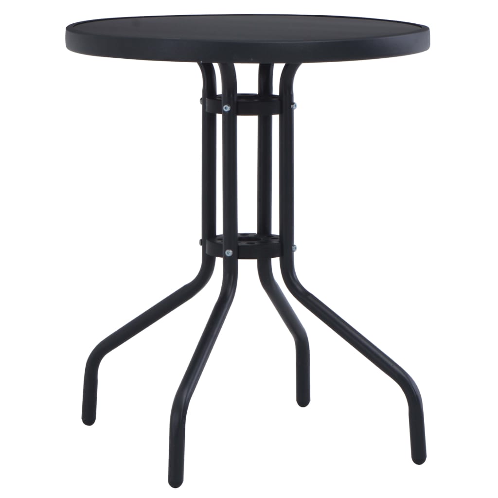 vidaXL Table de jardin Noir 80 cm Acier et verre