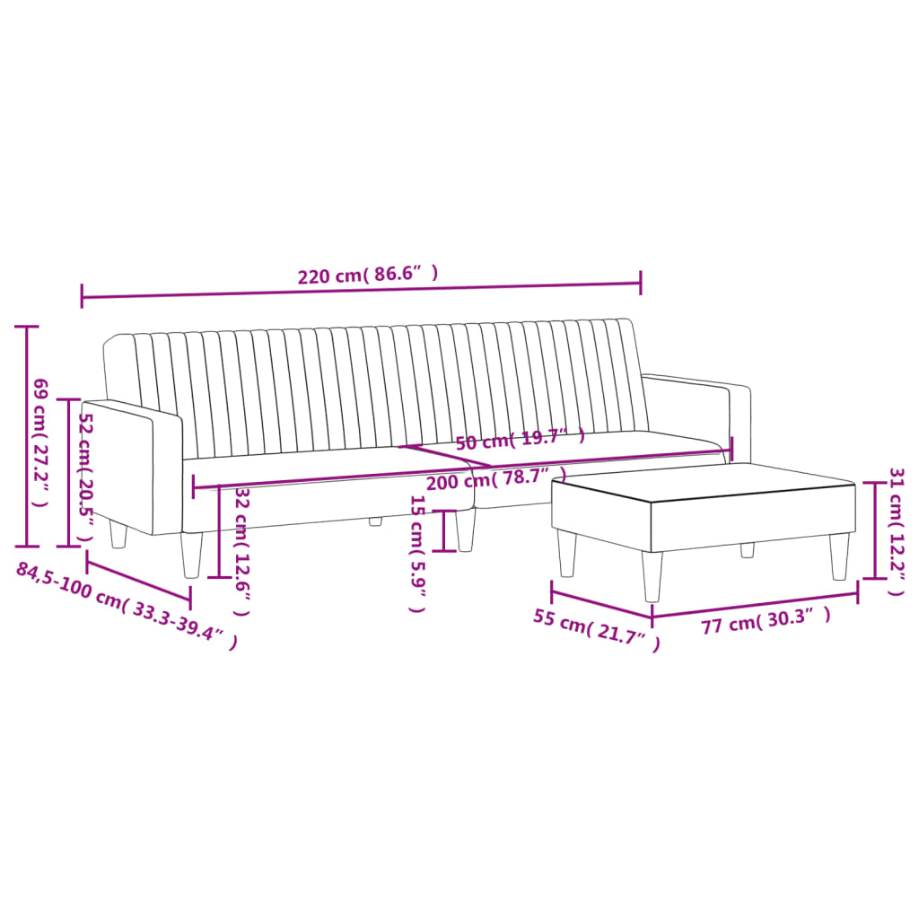 vidaXL Ensemble de canapés 2 pcs bleu velours