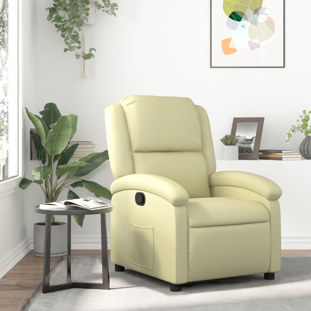 vidaXL Fauteuil inclinable crème cuir véritable