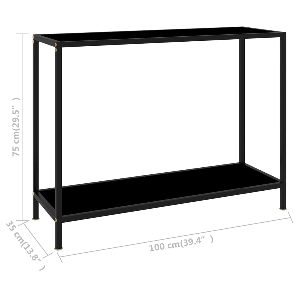vidaXL Table console Noir 100x35x75 cm Verre trempé