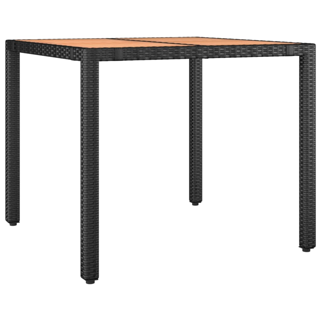 vidaXL Table de jardin plateau en bois Noir Résine tressée bois massif