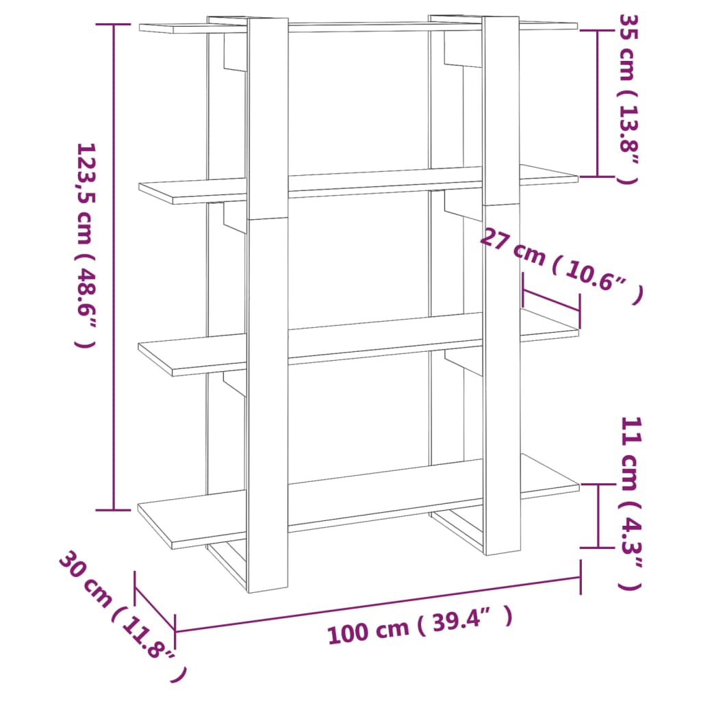 vidaXL Bibliothèque/Séparateur de pièce Blanc 100x30x123,5 cm