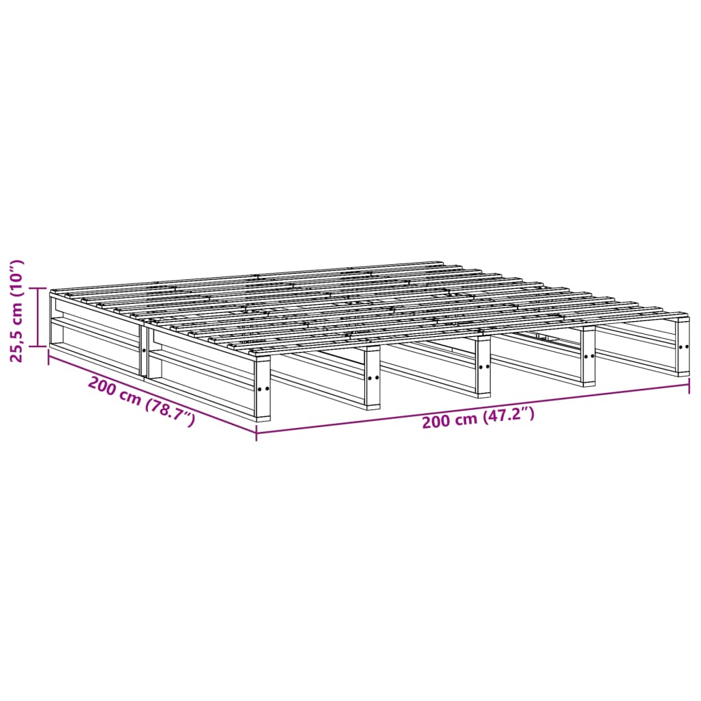 vidaXL Cadre de lit sans matelas 200x200 cm bois massif de pin