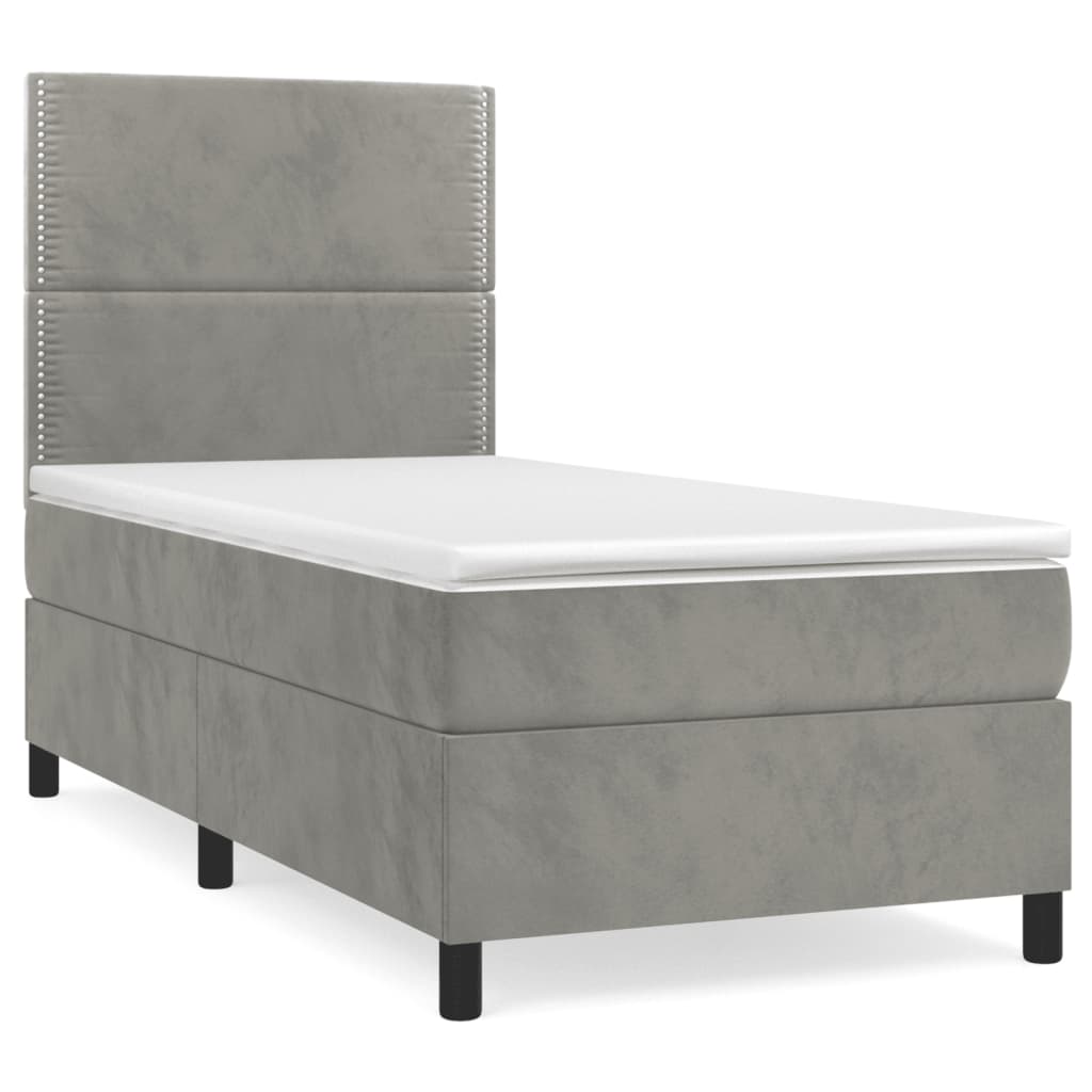 vidaXL Sommier à lattes de lit et matelas Gris clair 80x200 cm Velours