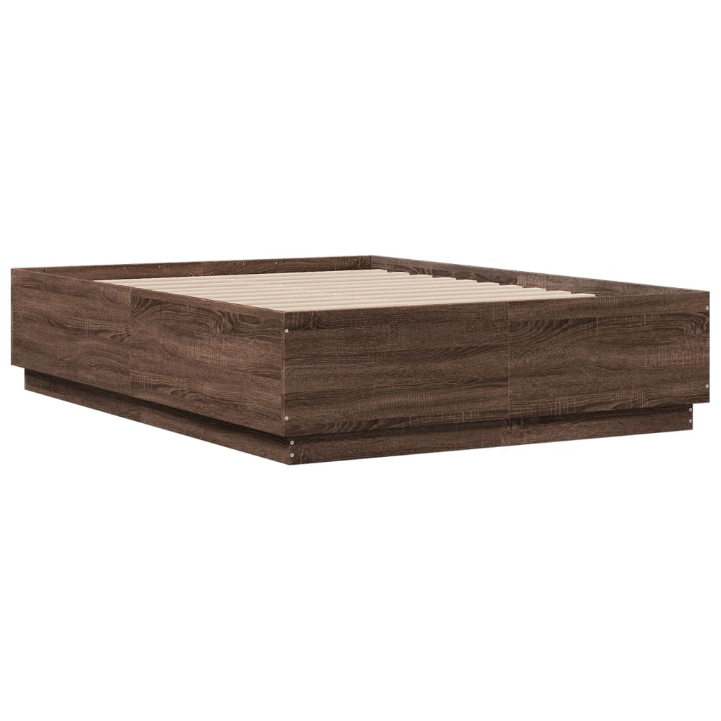 vidaXL Cadre de lit chêne marron 120x190 cm bois d'ingénierie