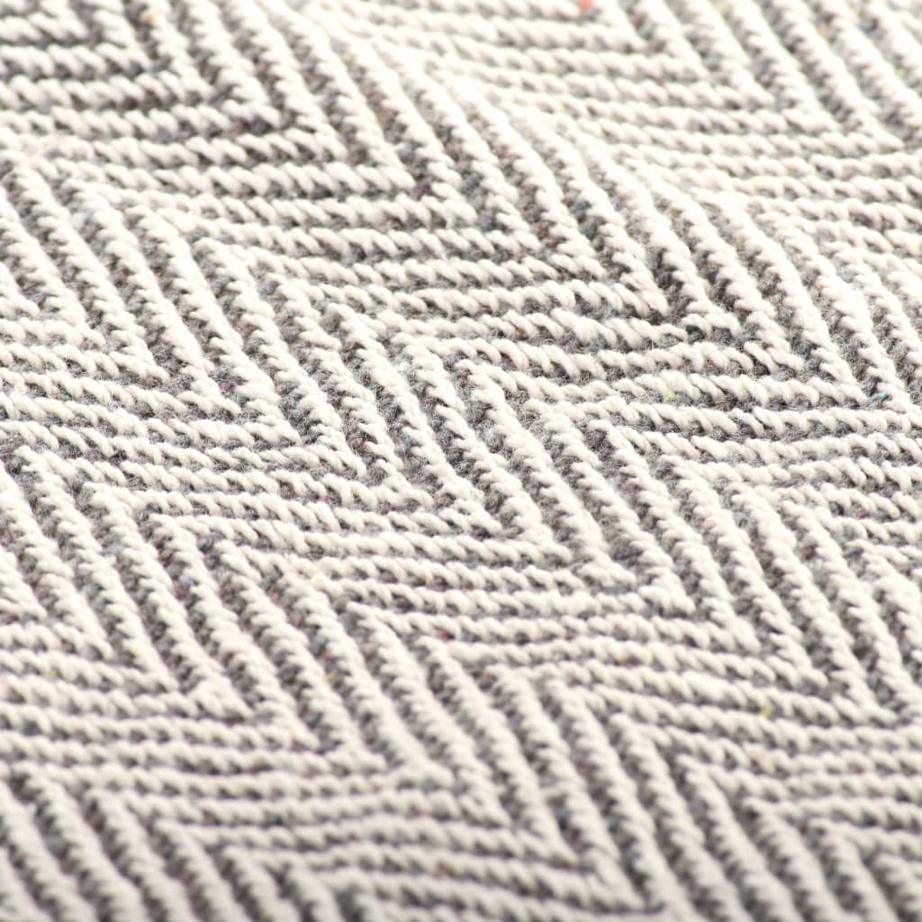 vidaXL Couverture coton à chevrons 160x210 cm Gris