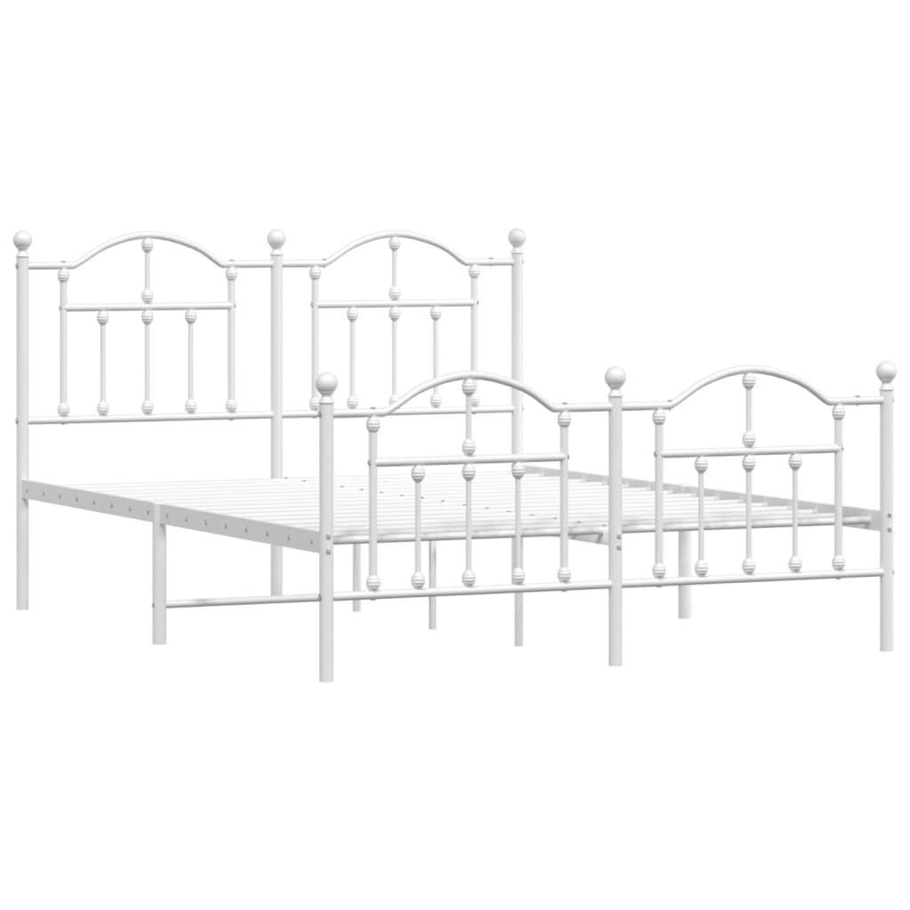 vidaXL Cadre de lit métal sans matelas et pied de lit blanc 140x200 cm