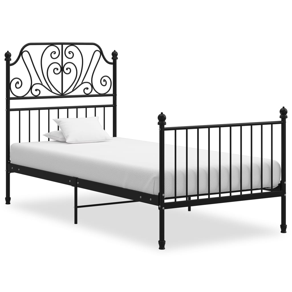 vidaXL Cadre de lit sans matelas noir métal 100x200 cm