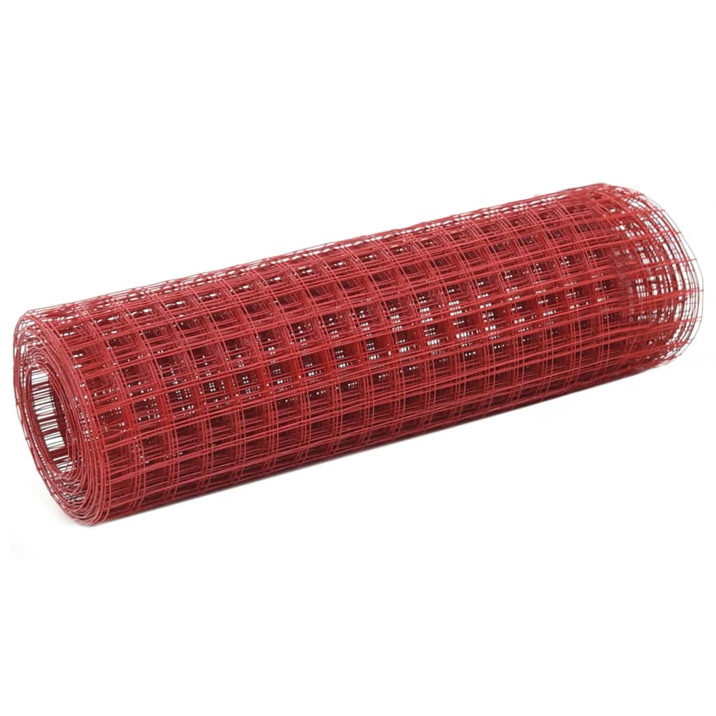 vidaXL Grillage Acier avec revêtement en PVC 25x0,5 m Rouge
