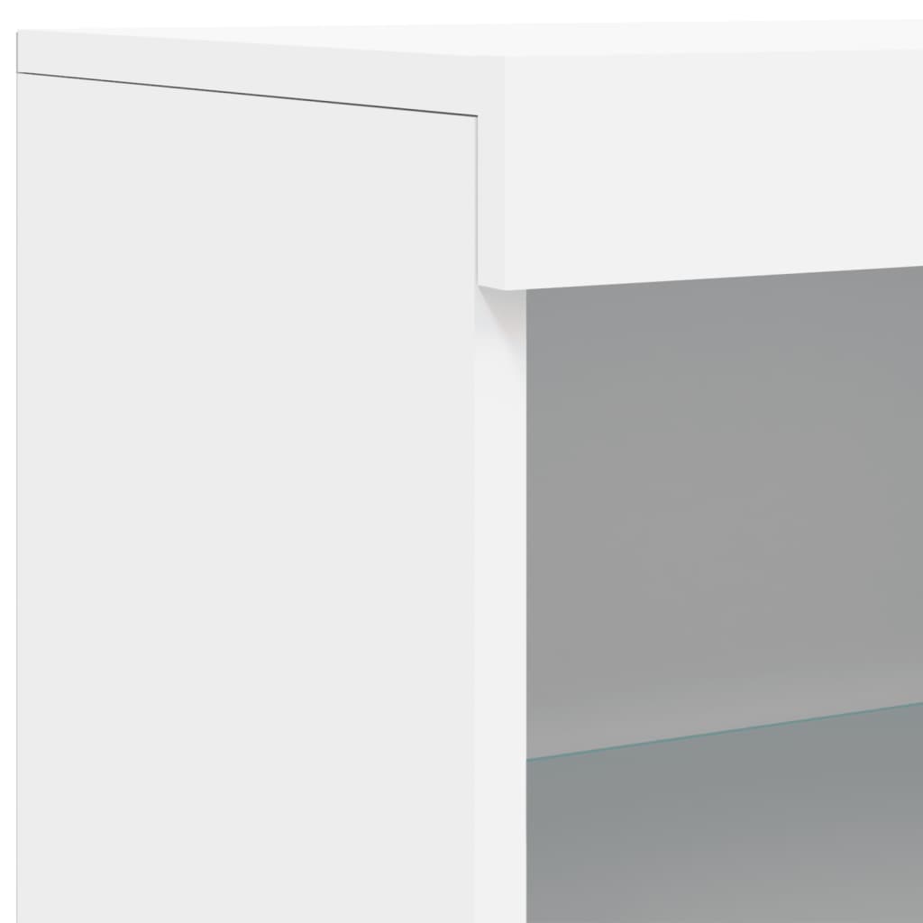 vidaXL Buffet avec lumières LED blanc 60,5x37x100 cm