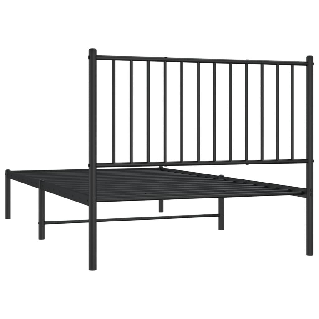 vidaXL Cadre de lit métal sans matelas avec tête de lit noir 100x190cm