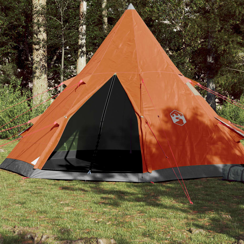 vidaXL Tente de camping tipi 4 personnes gris et orange imperméable
