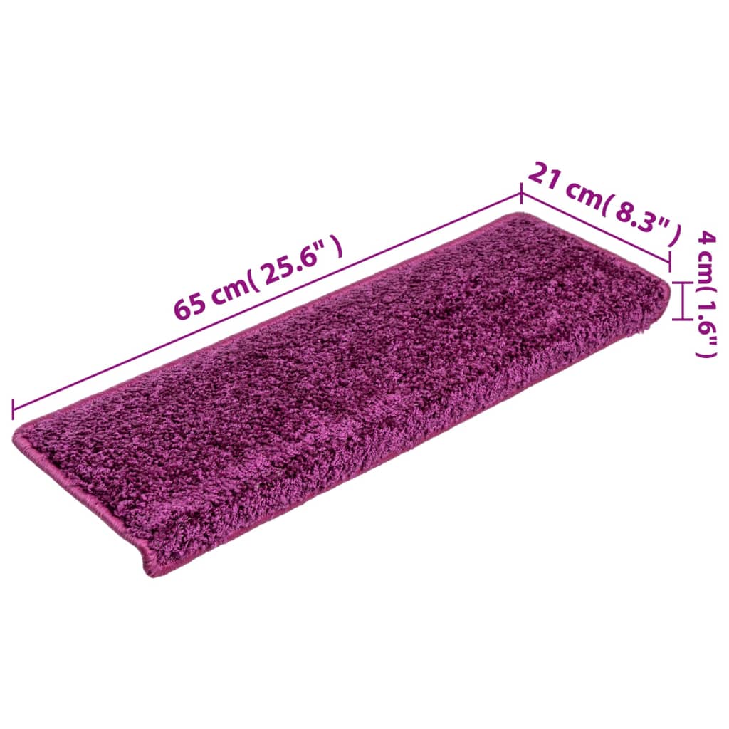 vidaXL Tapis d'escalier 5 pcs 65x21x4 cm Violet