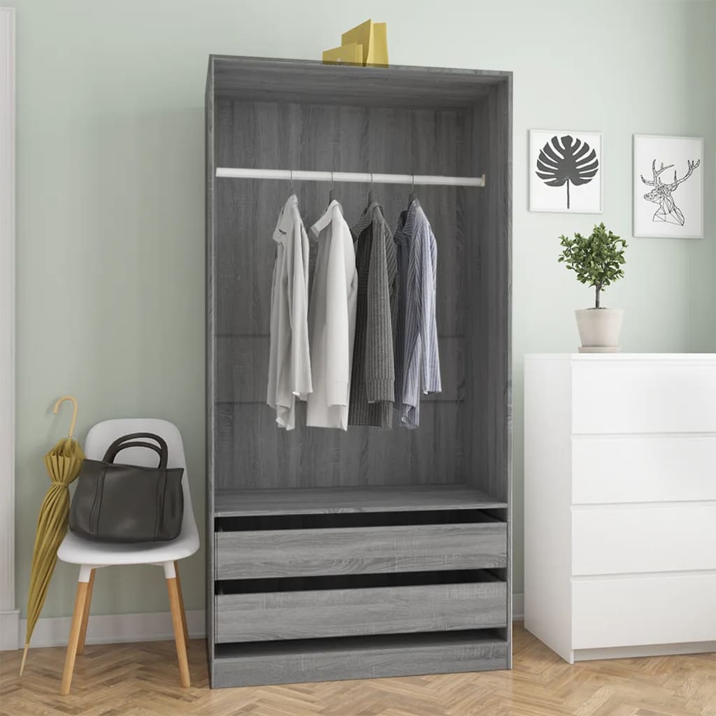 vidaXL Garde-robe Sonoma gris 100x50x200 cm Bois d'ingénierie