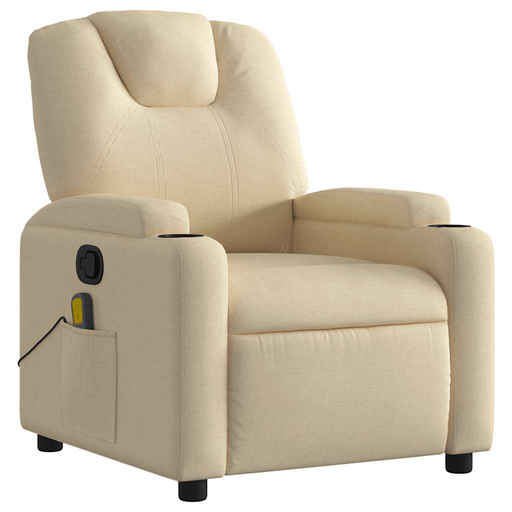 vidaXL Fauteuil de massage inclinable Crème Tissu