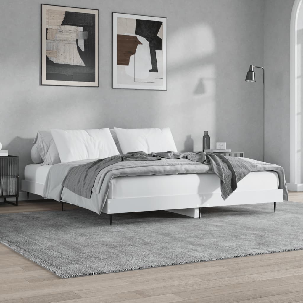 vidaXL Cadre de lit sans matelas blanc 150x200 cm bois d'ingénierie