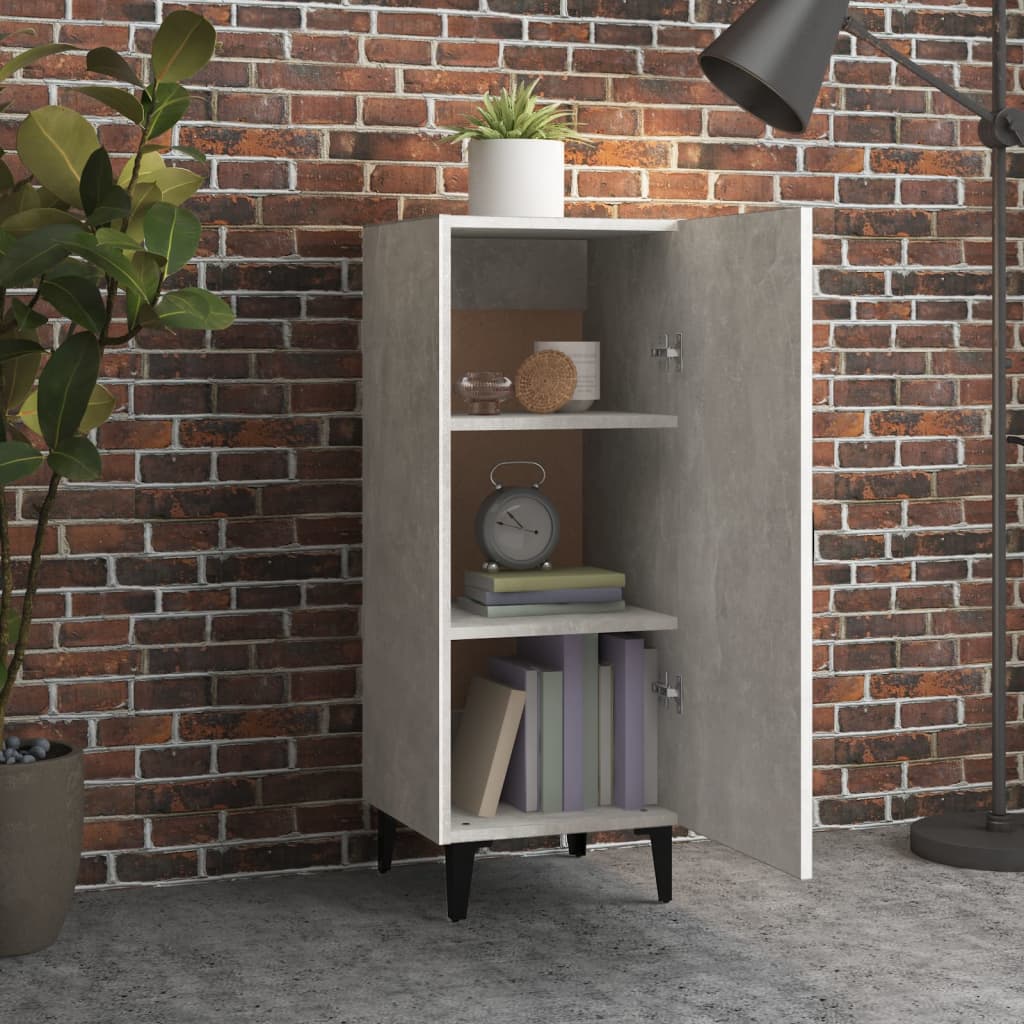 vidaXL Buffet Gris béton 34,5x34x90 cm Bois d'ingénierie