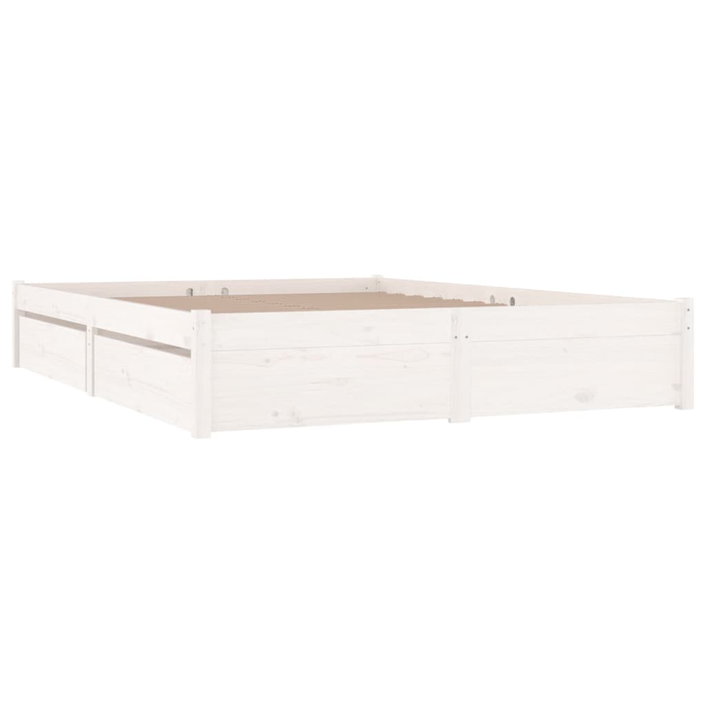 vidaXL Cadre de lit avec tiroirs Blanc 200x200 cm