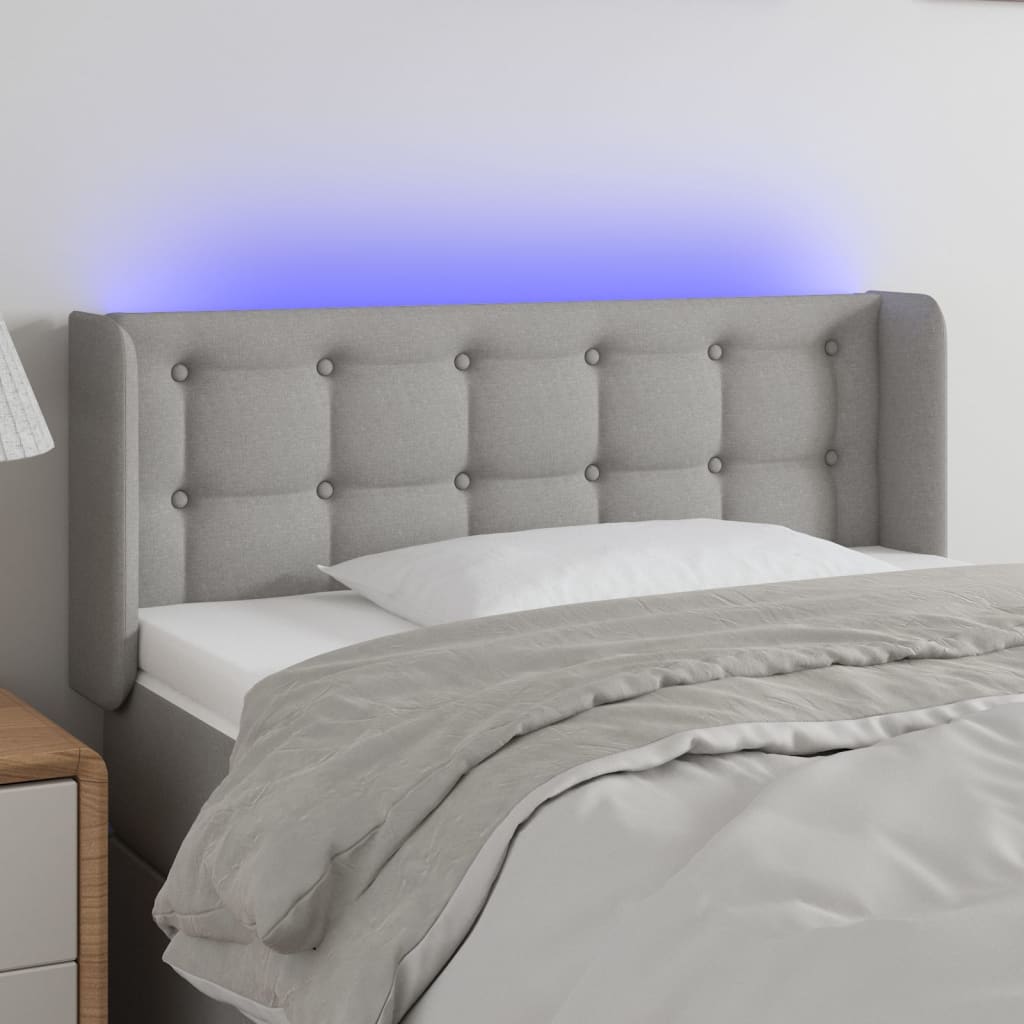 vidaXL Tête de lit à LED Gris clair 93x16x78/88 cm Tissu