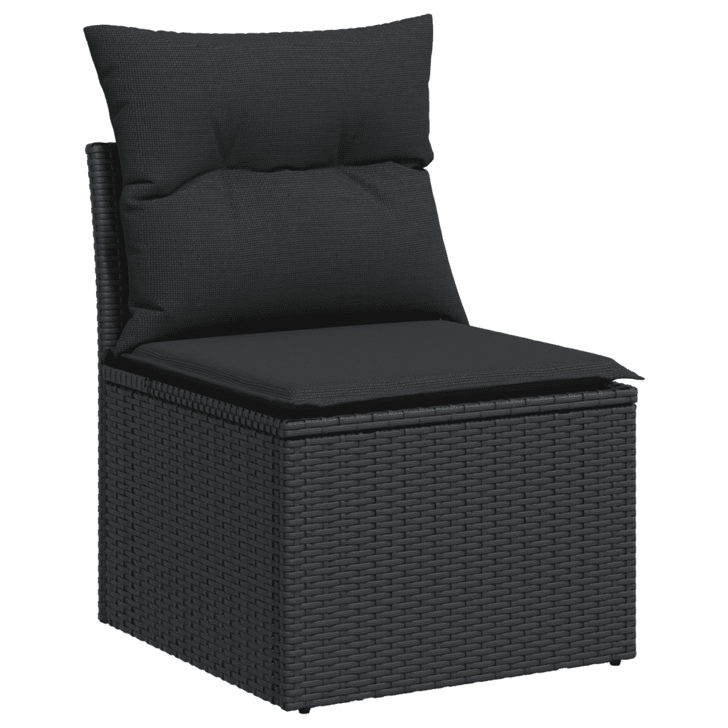 vidaXL Salon de jardin 5 pcs avec coussins noir résine tressée