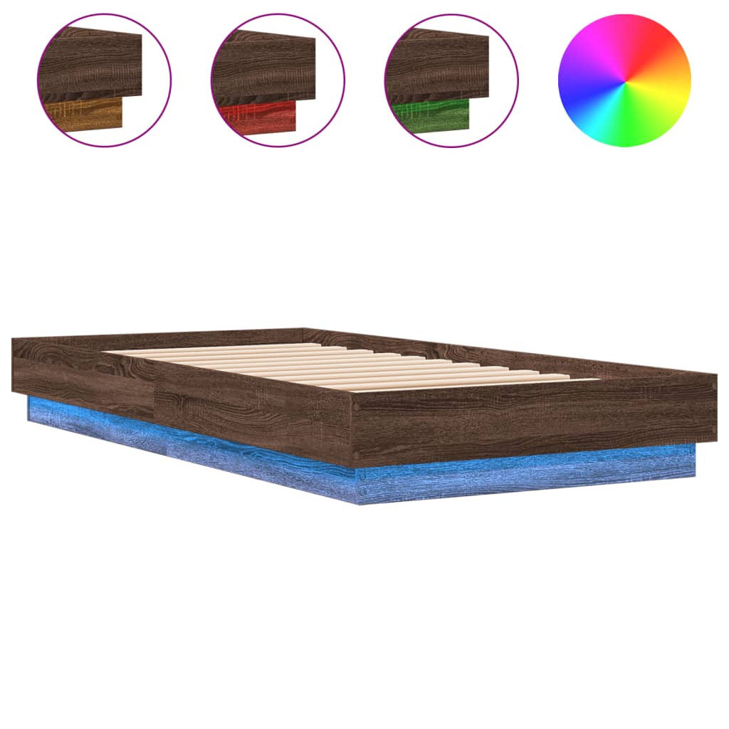 vidaXL Cadre de lit sans matelas avec lumières LED 90x190 cm