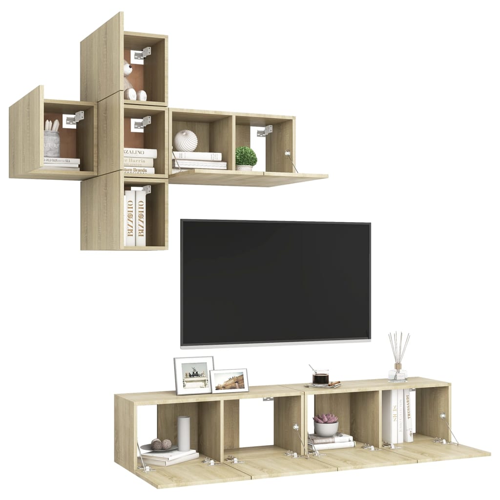 vidaXL Ensemble de meubles TV 7 pcs Chêne sonoma Bois d'ingénierie