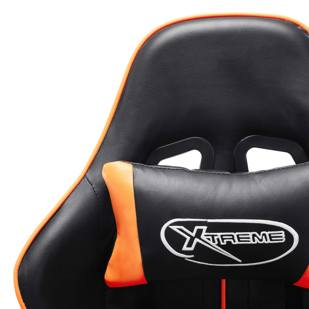 vidaXL Chaise de jeu avec repose-pied Noir et orange Cuir artificiel