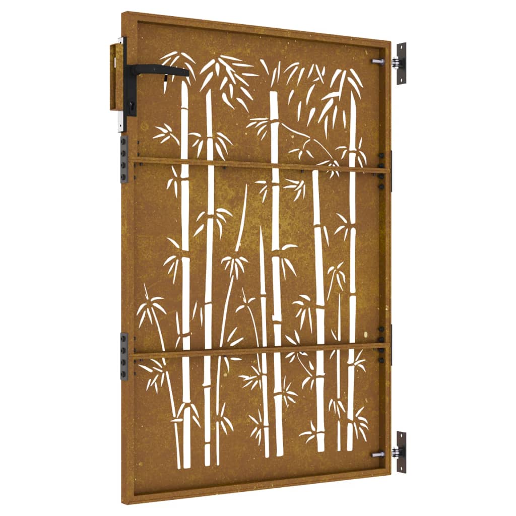 vidaXL Portail de jardin 85x125 cm acier corten design de bambou