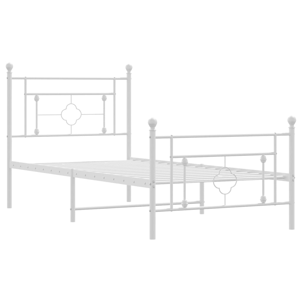 vidaXL Cadre de lit métal sans matelas avec pied de lit blanc 90x200cm