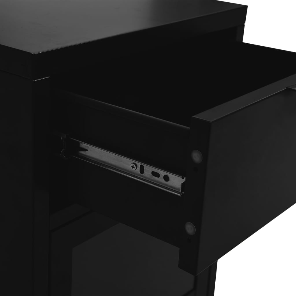 vidaXL Table de chevet Noir 40x30x54,5 cm Acier et verre