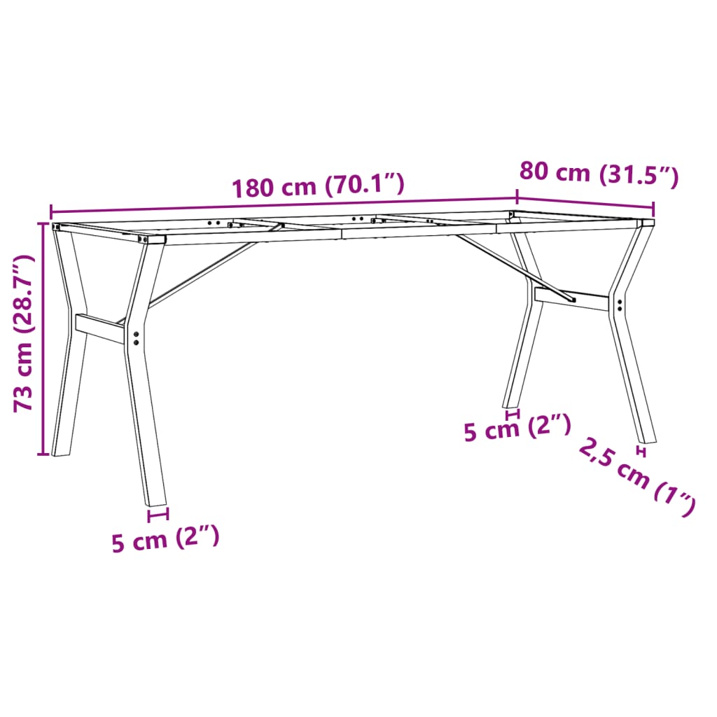 vidaXL Pieds de table à manger cadre en Y 180x80x73 cm fonte