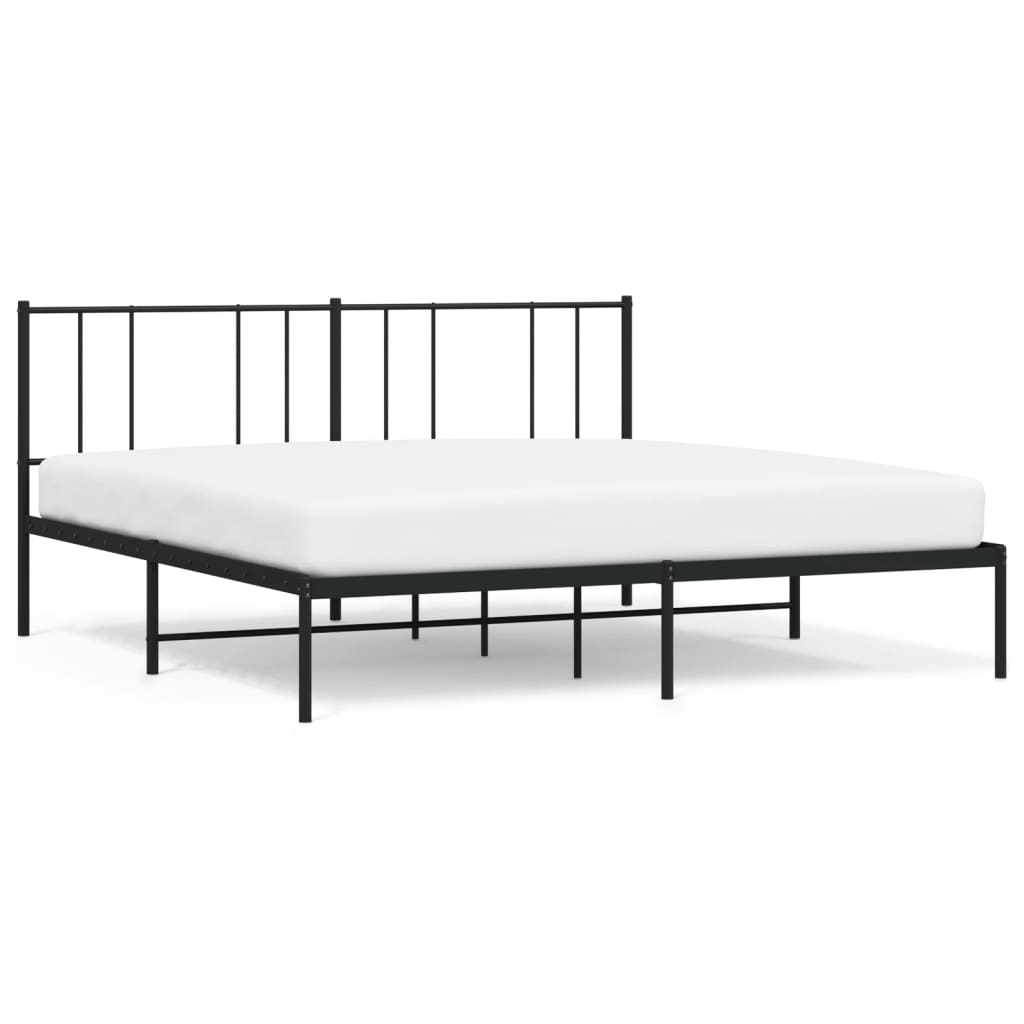 vidaXL Cadre de lit métal sans matelas avec tête de lit noir 193x203cm