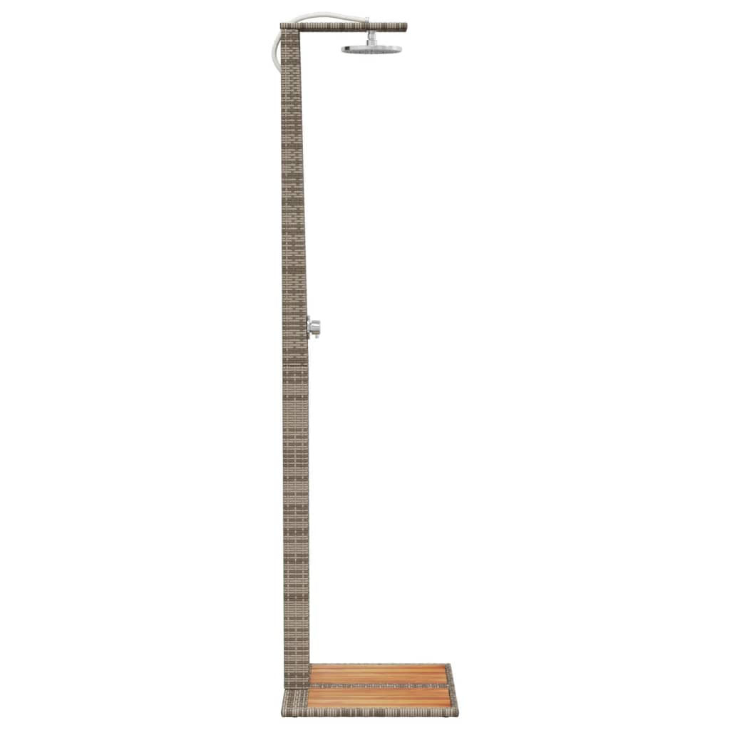 vidaXL Douche d'extérieur gris 50x55x224 cm résine tressée bois acacia