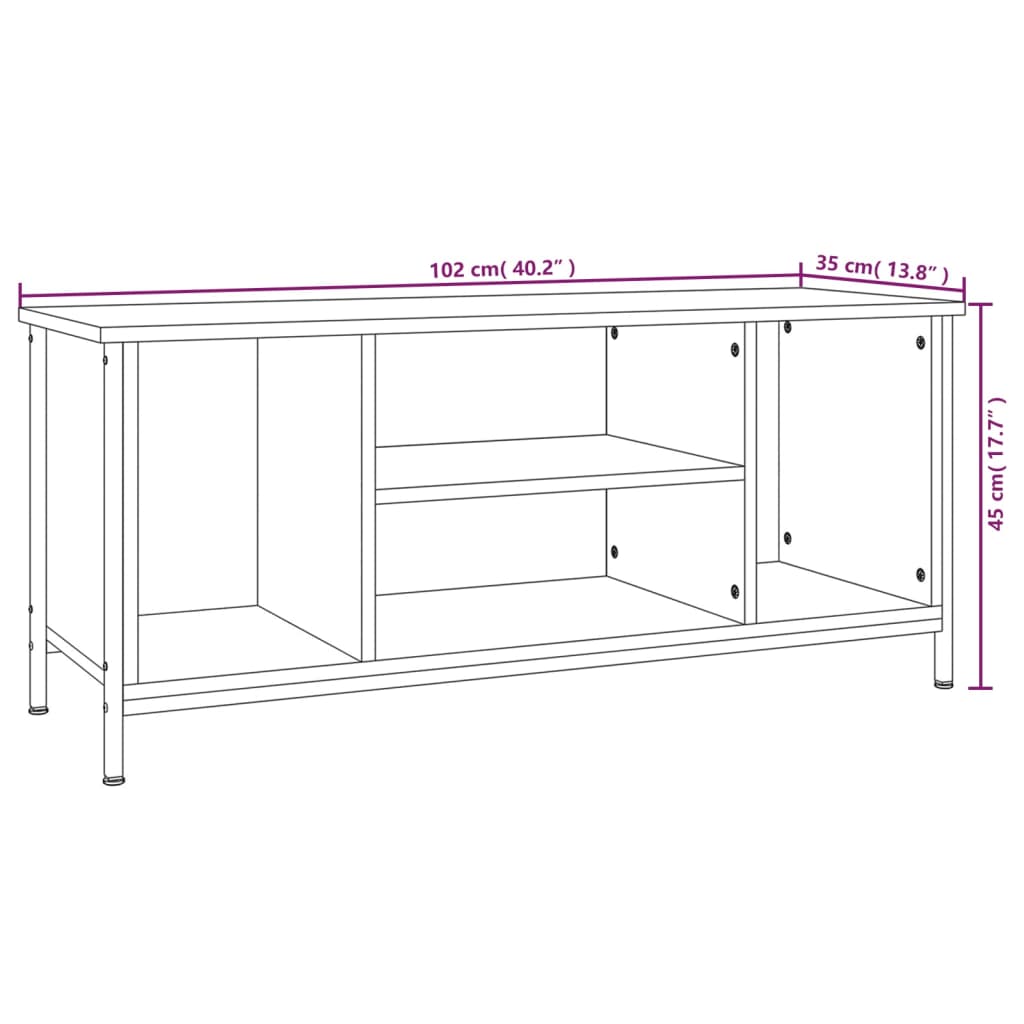 vidaXL Meuble TV chêne sonoma 102x35x45 cm bois d'ingénierie