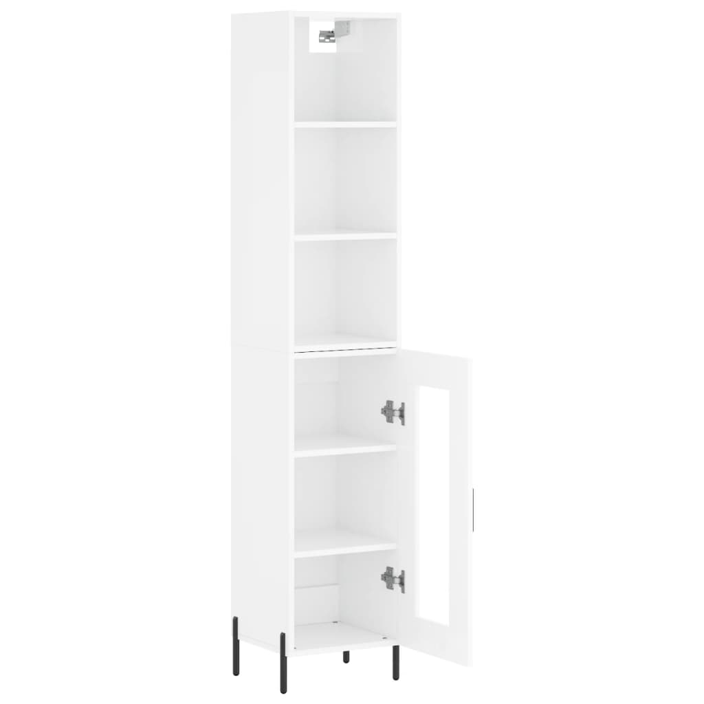 vidaXL Buffet haut Blanc brillant 34,5x34x180 cm Bois d'ingénierie