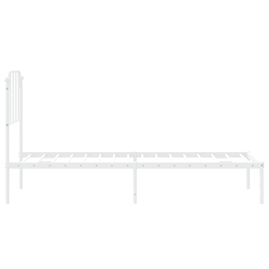 vidaXL Cadre de lit métal sans matelas avec tête de lit blanc 75x190cm