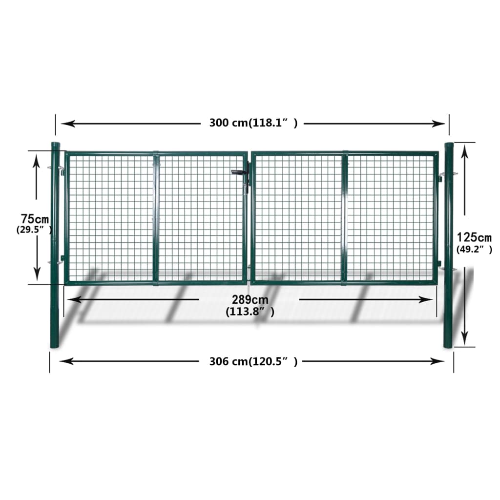 vidaXL Portail de clôture en grillage galvanisée 289x75cm / 306x125 cm