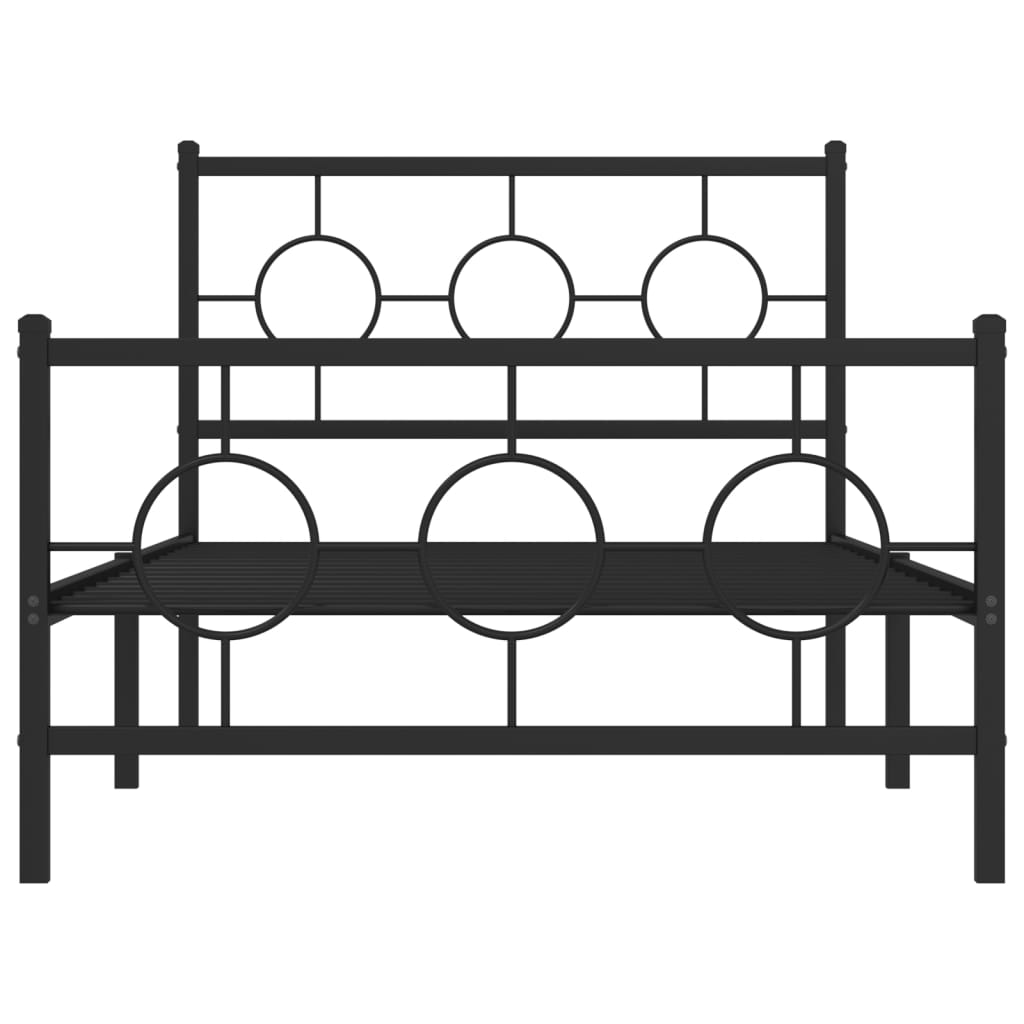 vidaXL Cadre de lit métal sans matelas et pied de lit noir 100x200 cm