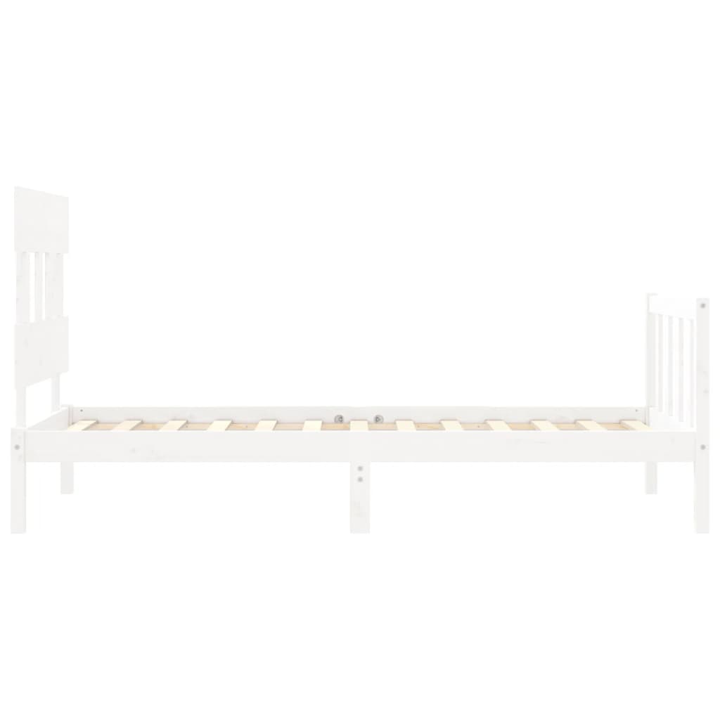 vidaXL Cadre de lit avec tête de lit blanc 90x200 cm bois massif