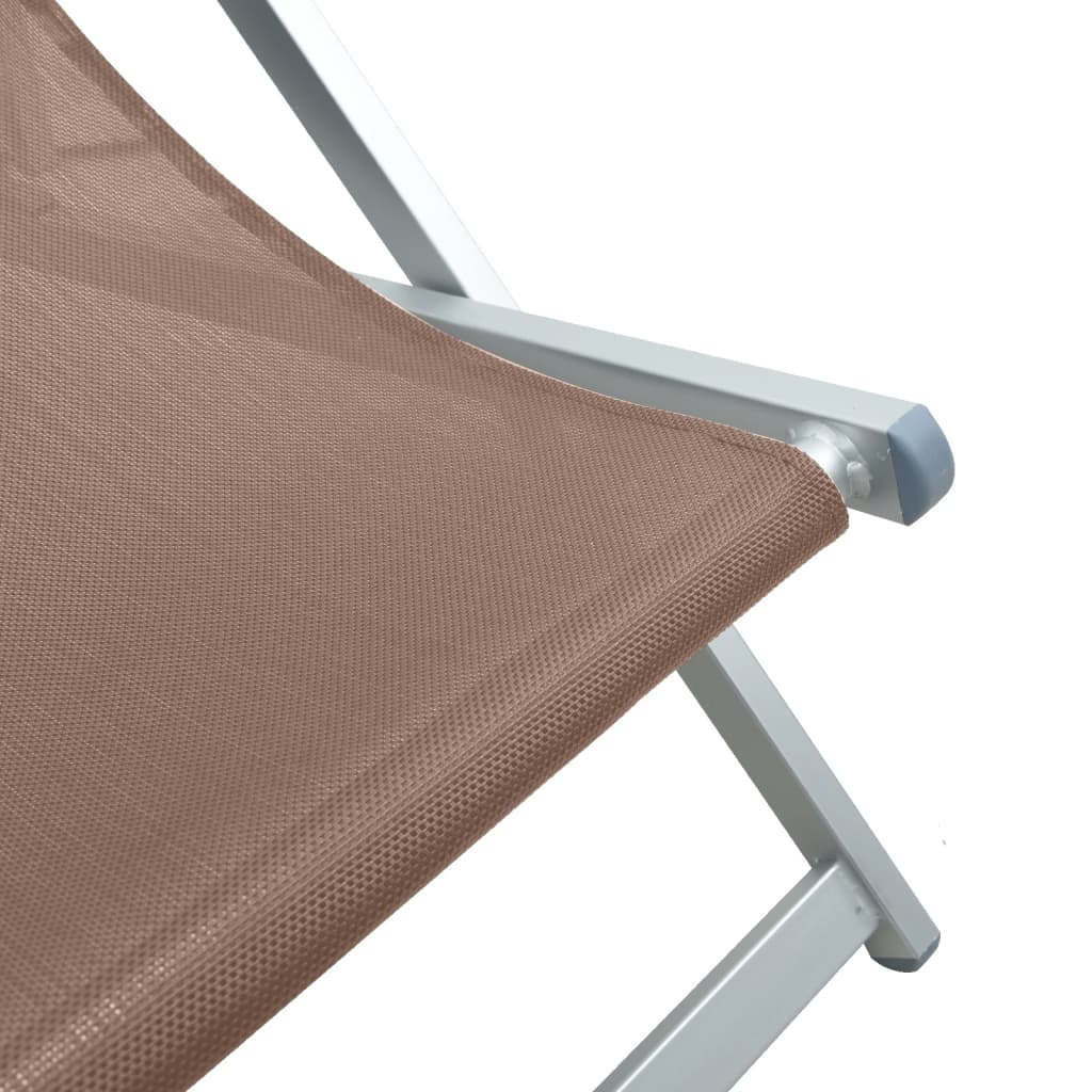 vidaXL Chaises de plage pliantes lot de 2 marron aluminium textilène