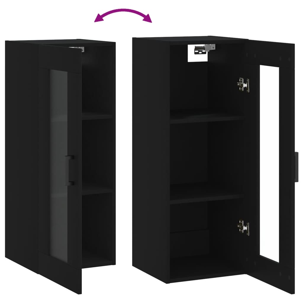 vidaXL Armoire murale noir 34,5x34x90 cm